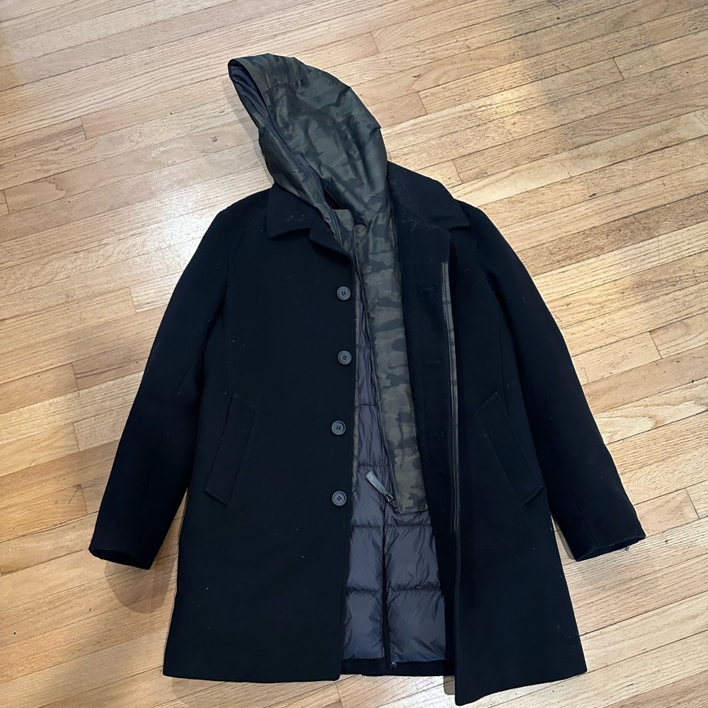 Mackage duck down insulated coat with camo removable hood.  Very lightly used.